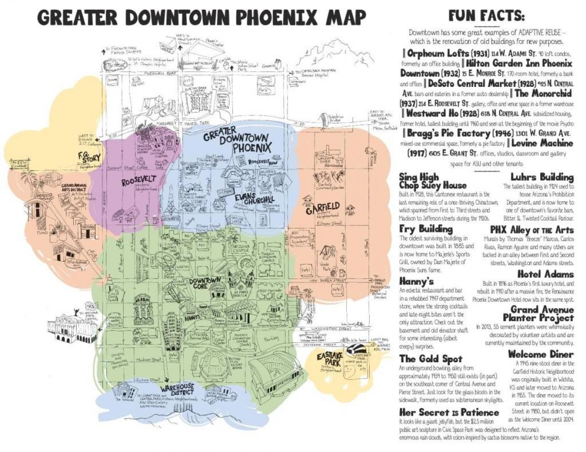 mapa centrum miasta Phoenix