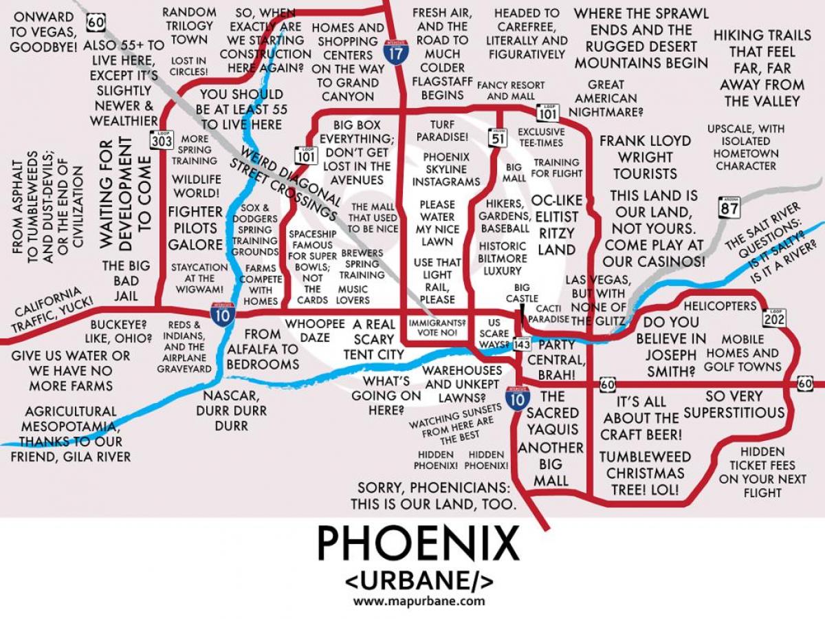mapa przedmieściach Phoenix