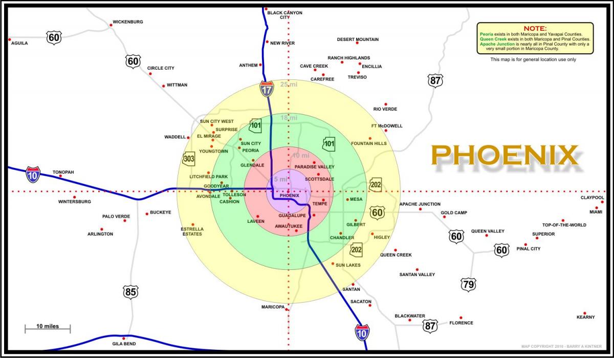 mapa miejscowości Phoenix