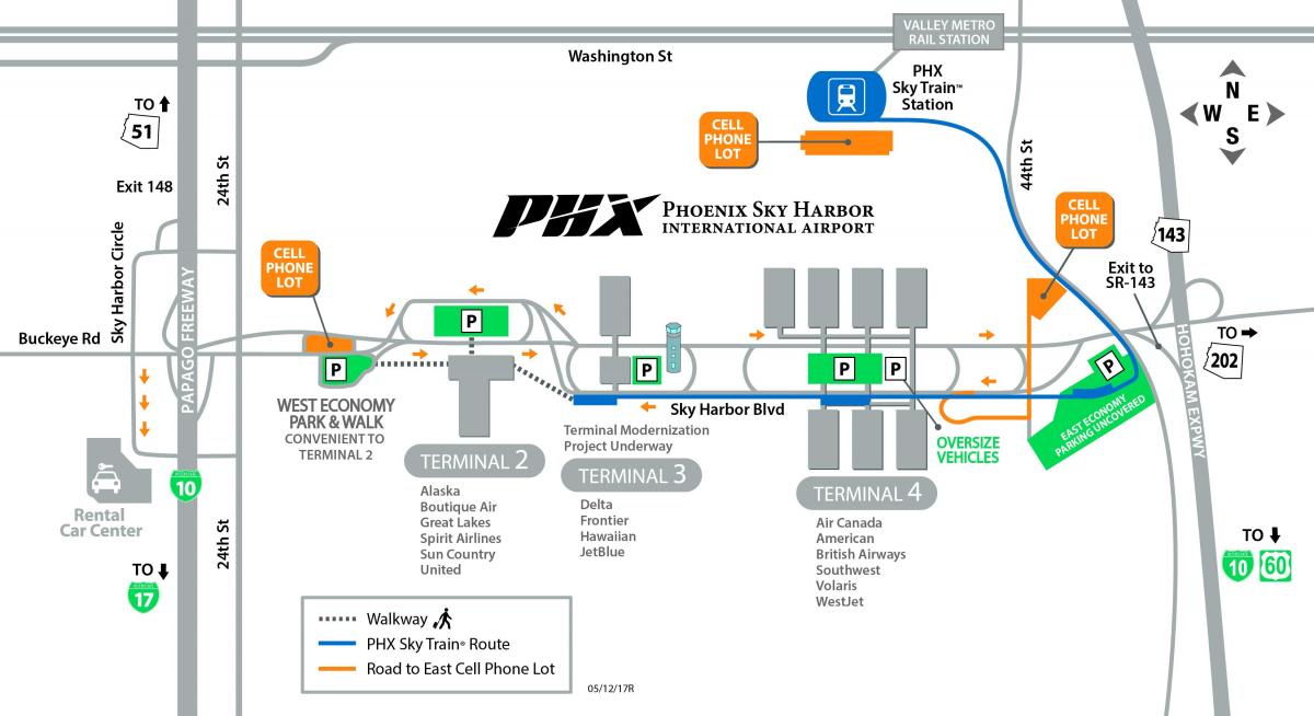 Phoenix międzynarodowego lotniska mapie