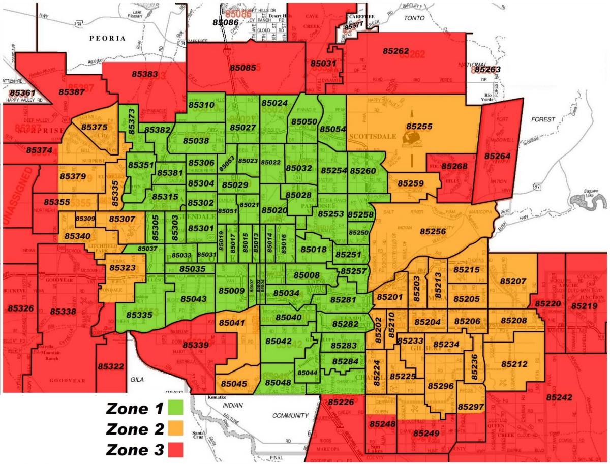Phoenix ZIP kod na mapie