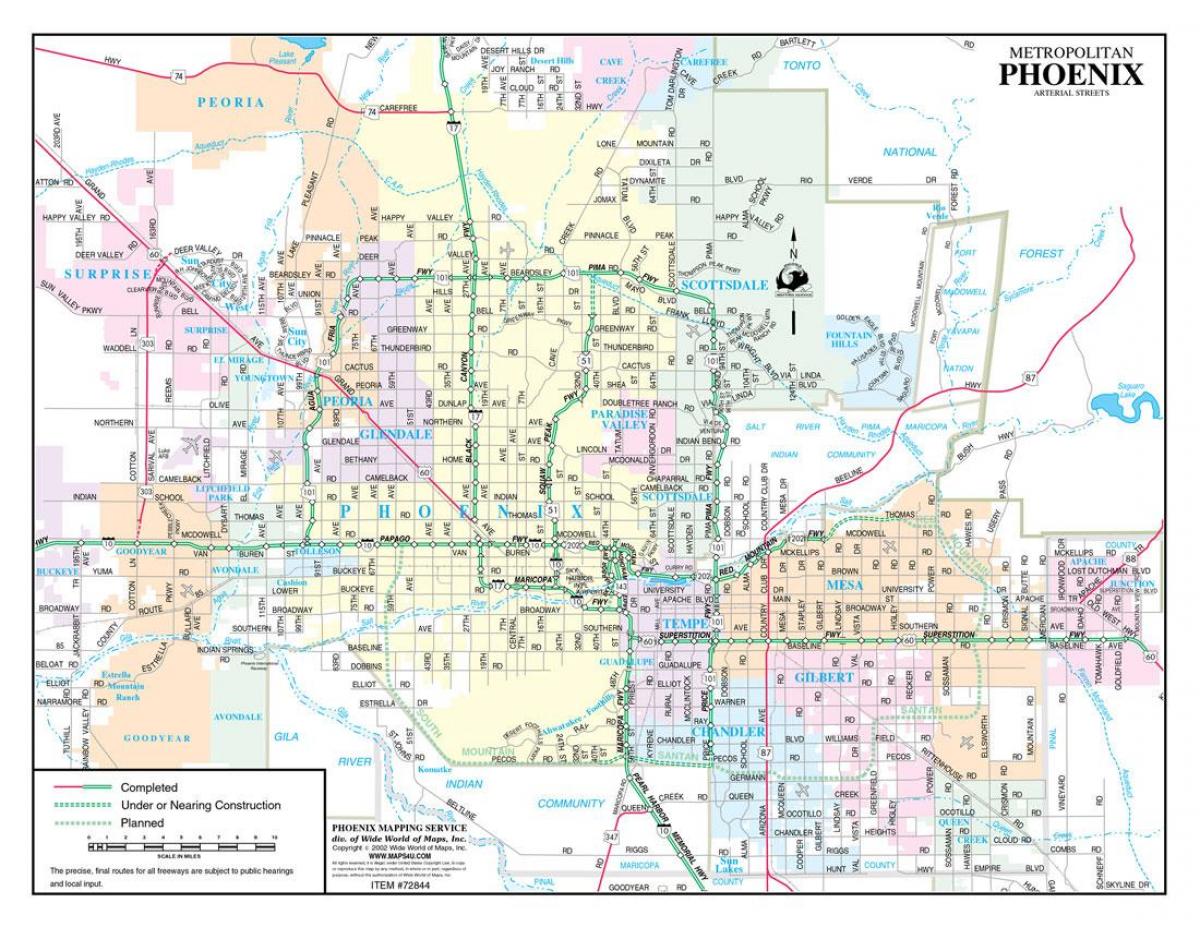 mapa ulic Phoenix